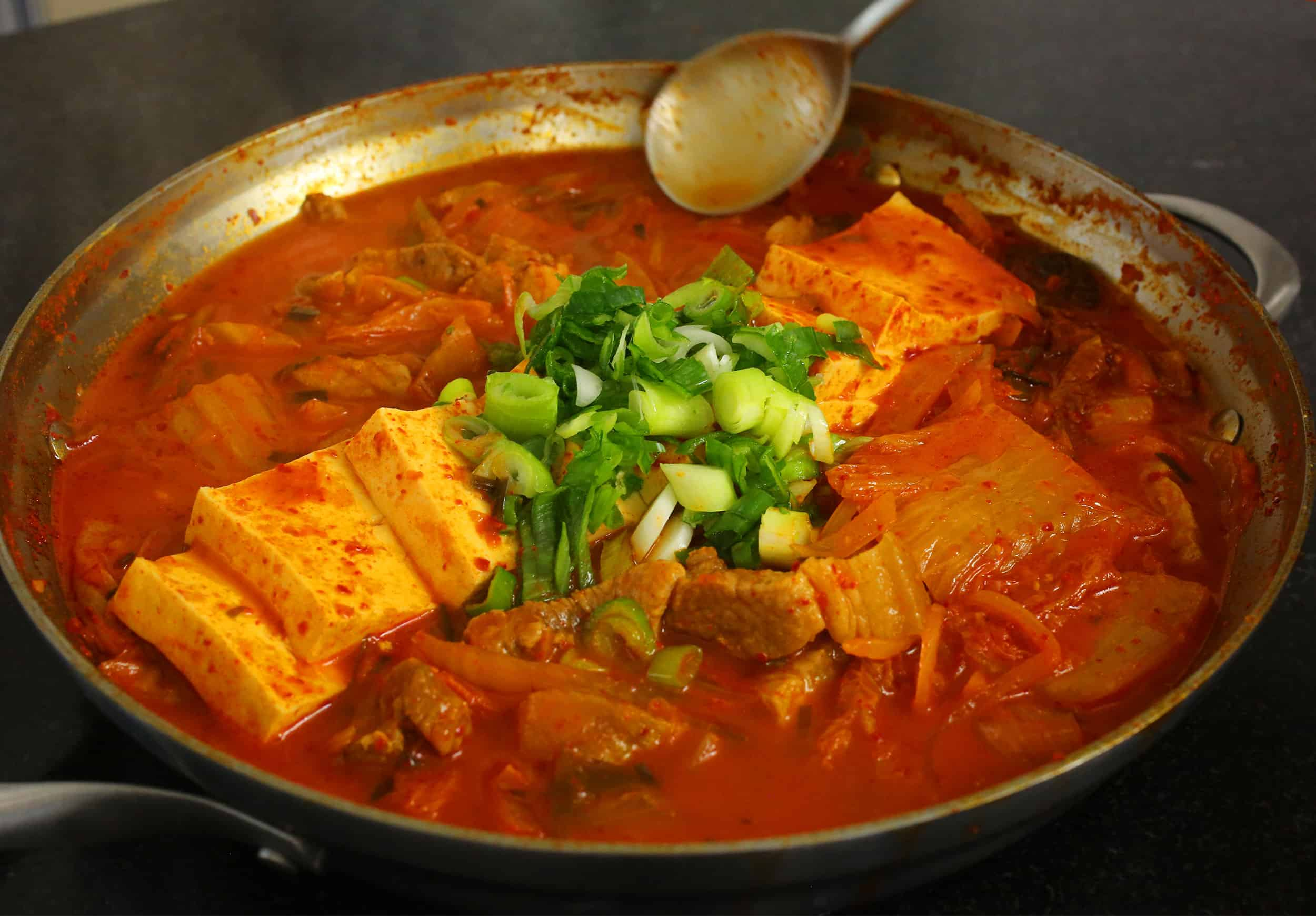 Kimchi-jjigae stew with tofu and pork
